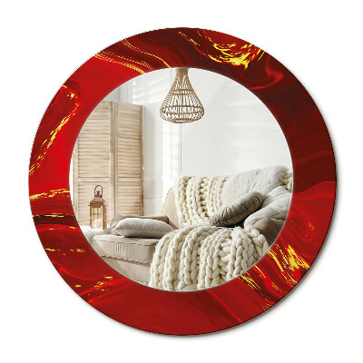 Oglinda perete decorativa rotunda Marmură roșie