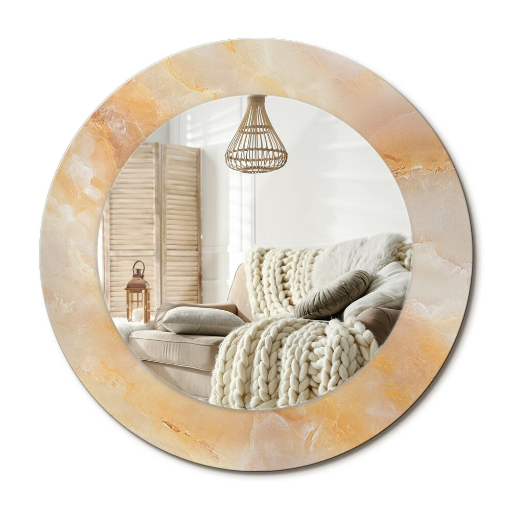 Oglinda rotunda cu rama imprimata Marmură onix