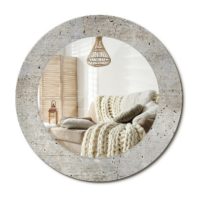 Decor oglinda rotunda Beton gri