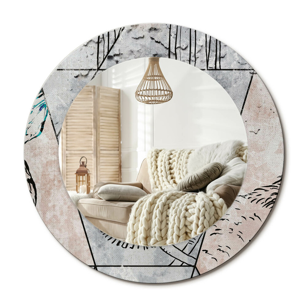 Decor oglinda rotunda Animale abstracte