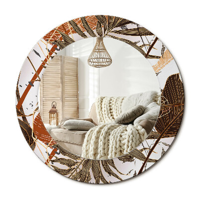 Decor oglinda rotunda frunze de palmier