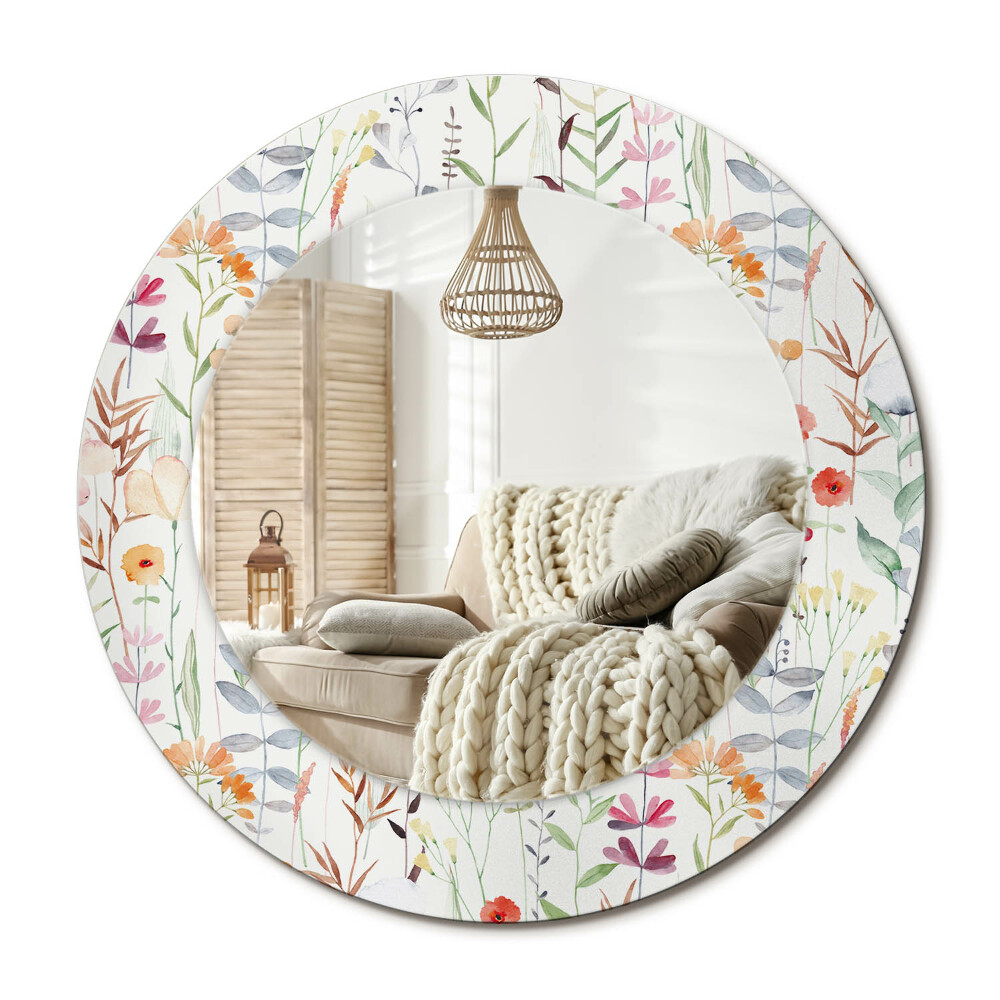 Oglinda rotunda imprimata Flori sălbatice