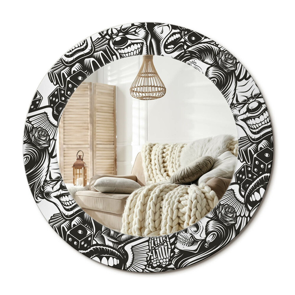 Decor oglinda rotunda Clovni graffiti