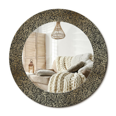 Oglinda rotunda cu rama imprimata Ornament floral