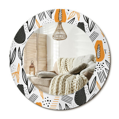 Oglinda rotunda imprimata Papaya