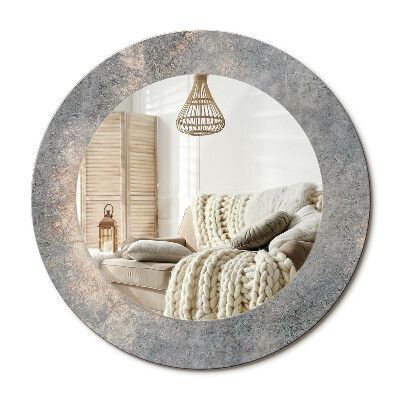 Oglinda rotunda cu rama imprimata Beton vintage