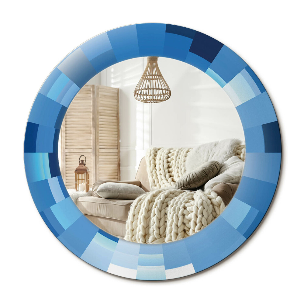 Oglinda rotunda imprimata Rezumat albastru