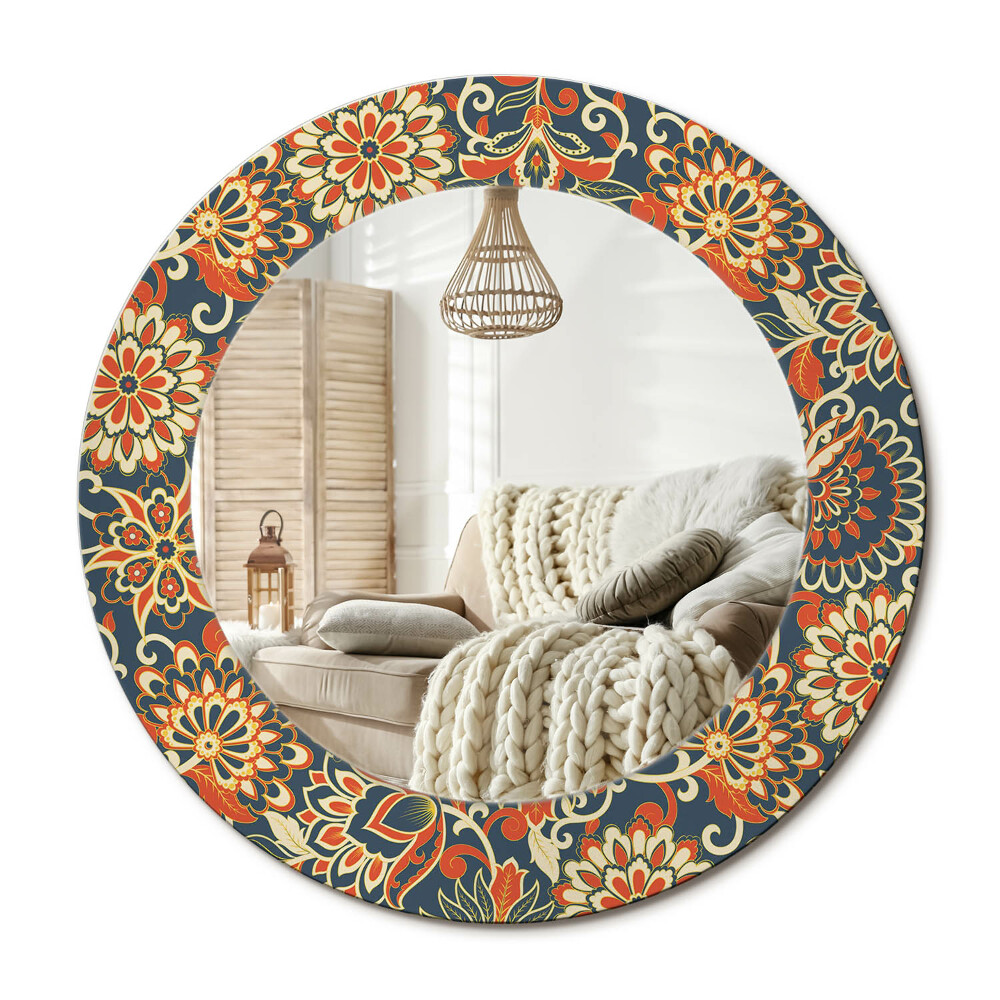 Decor oglinda rotunda Flori retro