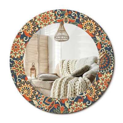 Decor oglinda rotunda Flori retro