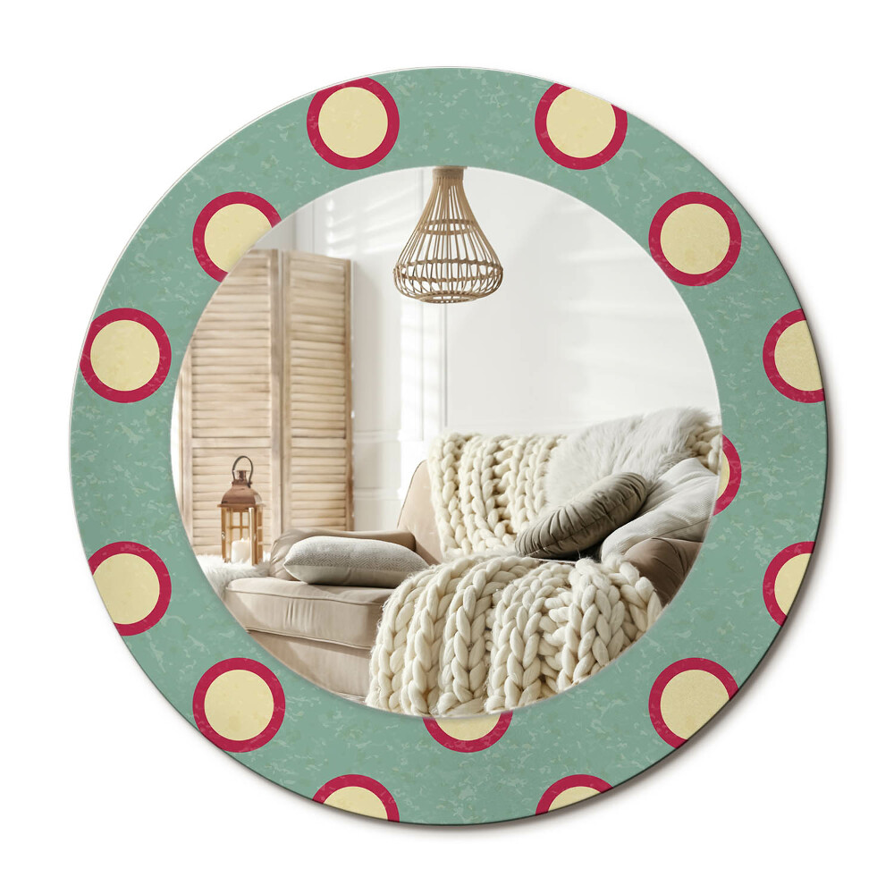 Oglinda rotunda cu rama imprimata Cercuri punctate