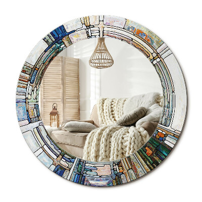 Oglinda rotunda cu rama imprimata Vitraliu