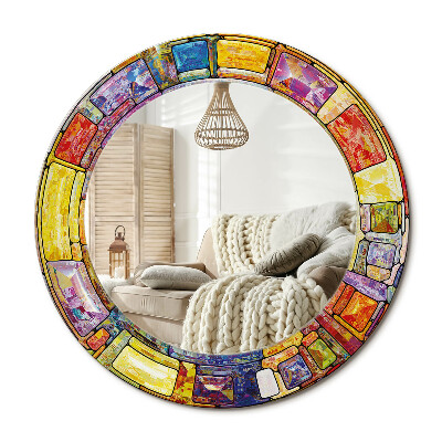 Oglinda rotunda cu rama imprimata Vitralii colorate