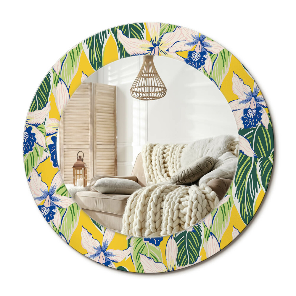 Oglinda rotunda imprimata Orhidee