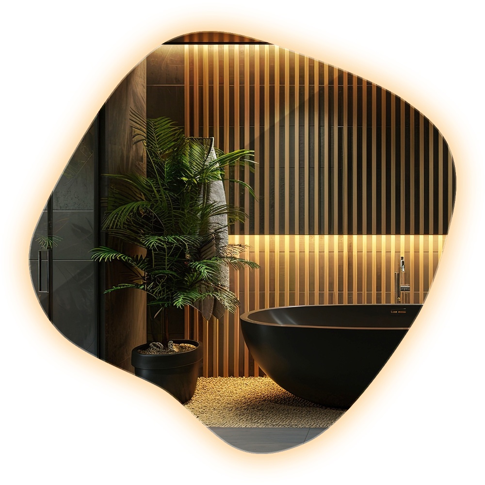 Oglindă în formă de pată LED fără ramă