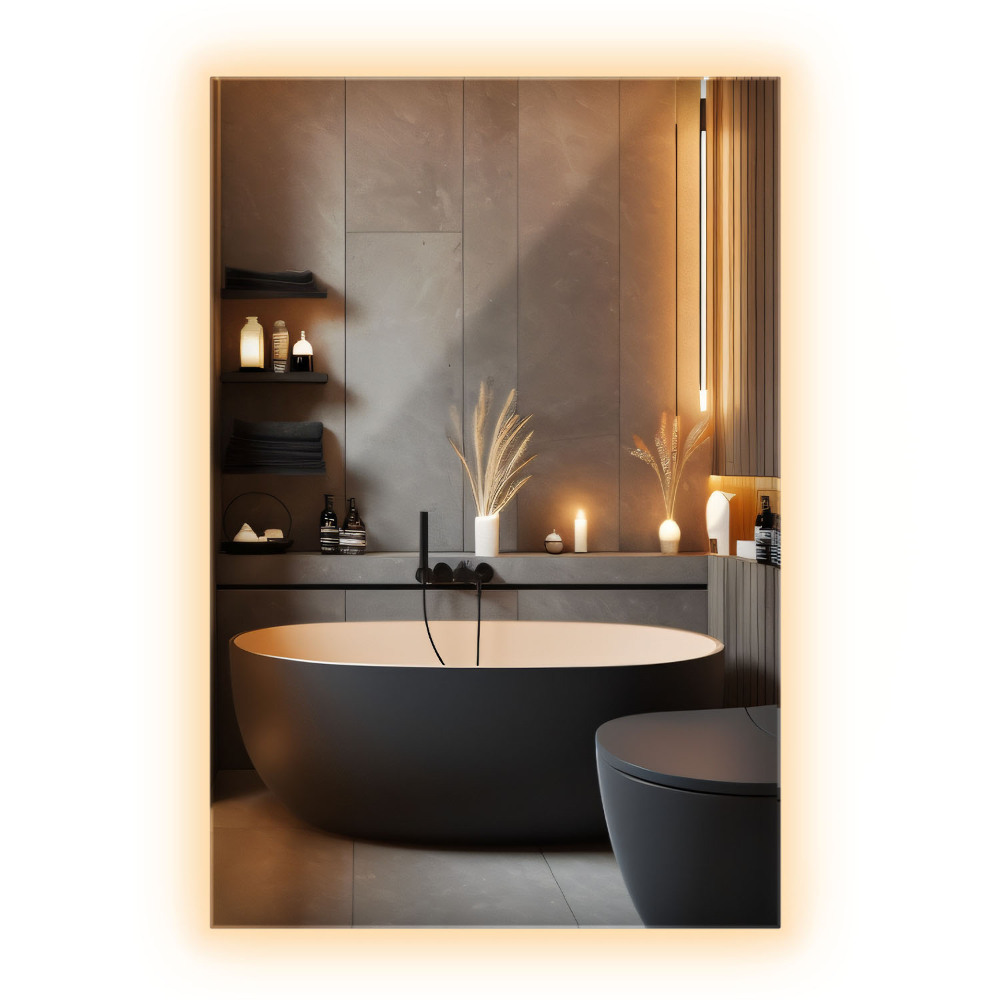 Oglinda dreptunghiulară cu led