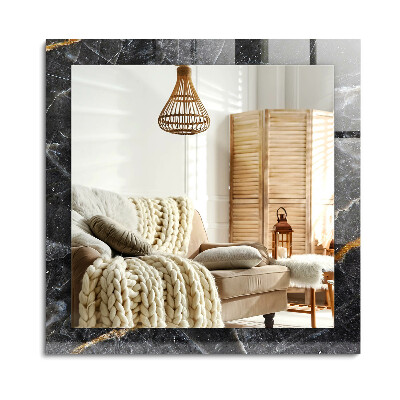 Oglinda dreptunghiulară rama cu imprimeu vene de marmură neagră