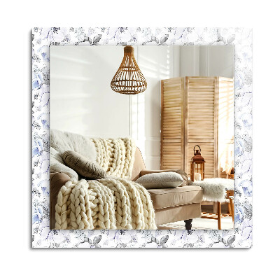 Oglinda dreptunghiulară decor perete Flori și frunze