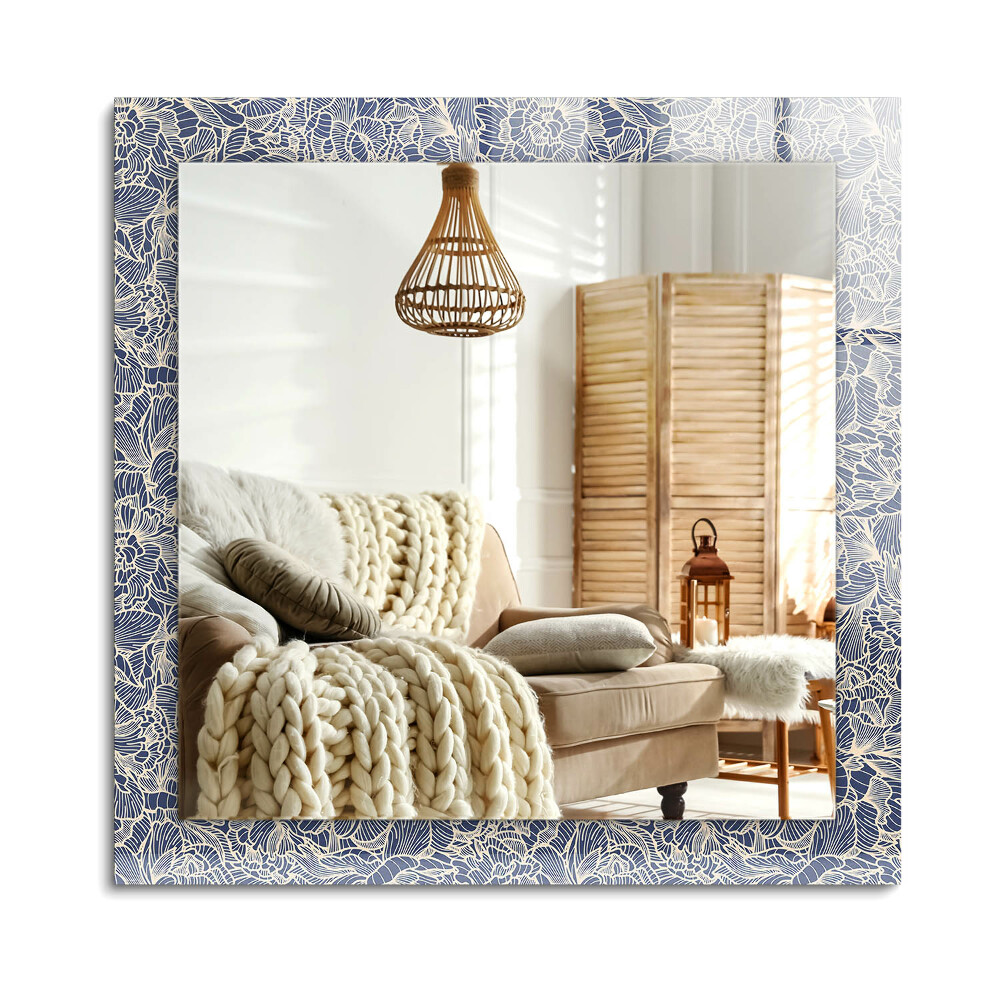 Oglinda cu decor dreptunghiulară Model floral de țesătură