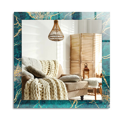 Oglinda dreptunghiulară decor perete Marmură verde