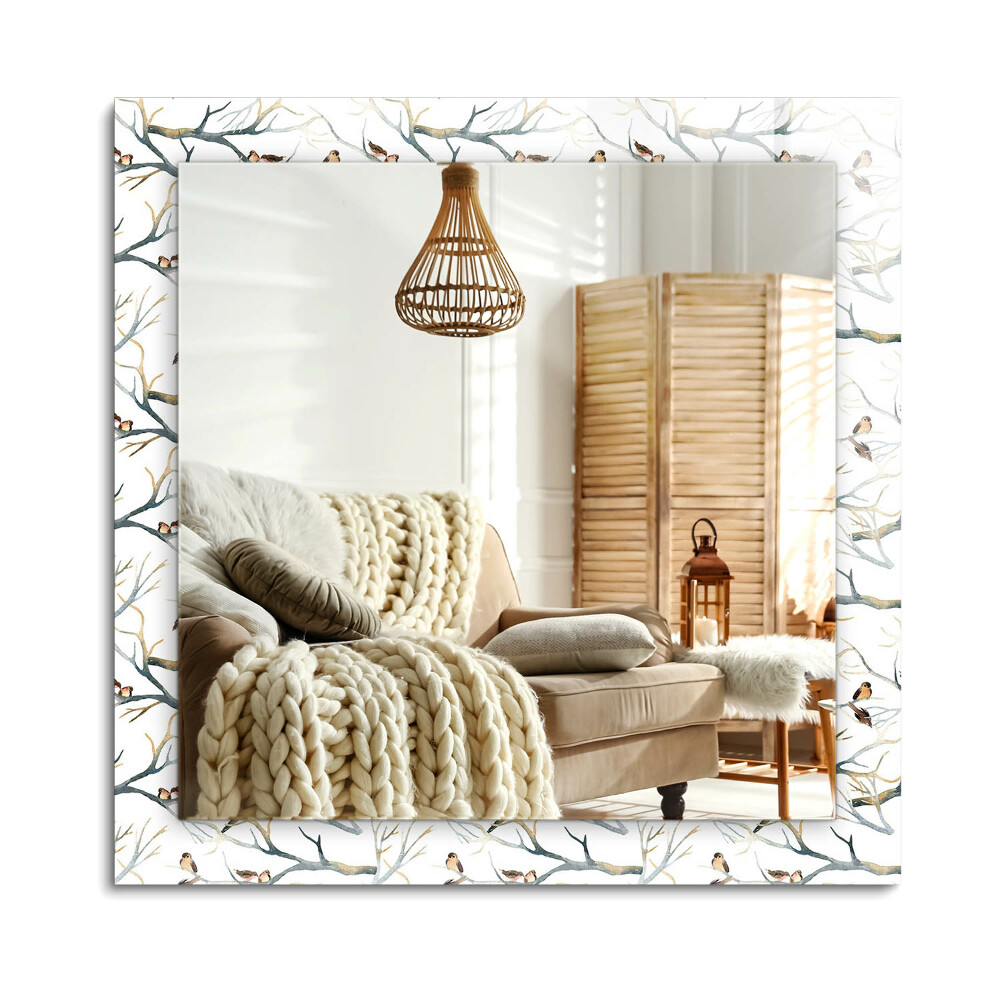 Oglinda cu decor dreptunghiulară Păsări pe ramuri