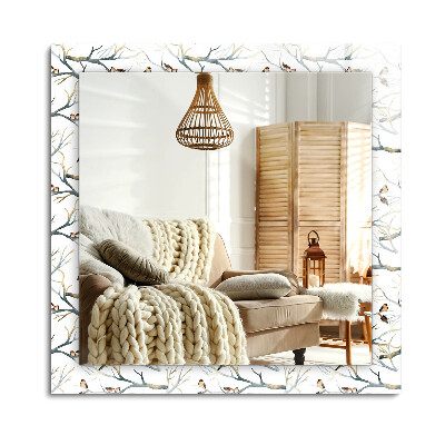 Oglinda cu decor dreptunghiulară Păsări pe ramuri