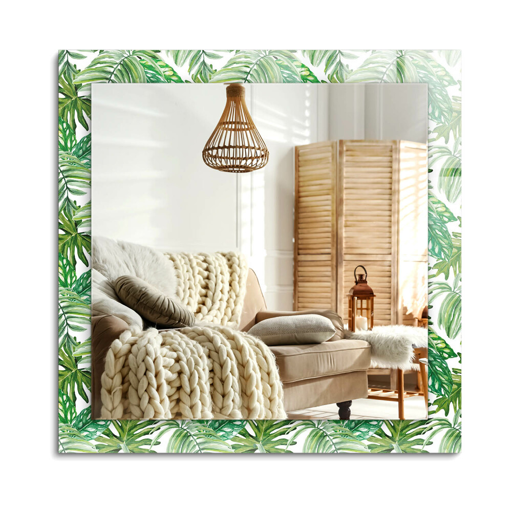 Oglinda dreptunghiulară rama cu imprimeu Frunze tropicale verzi