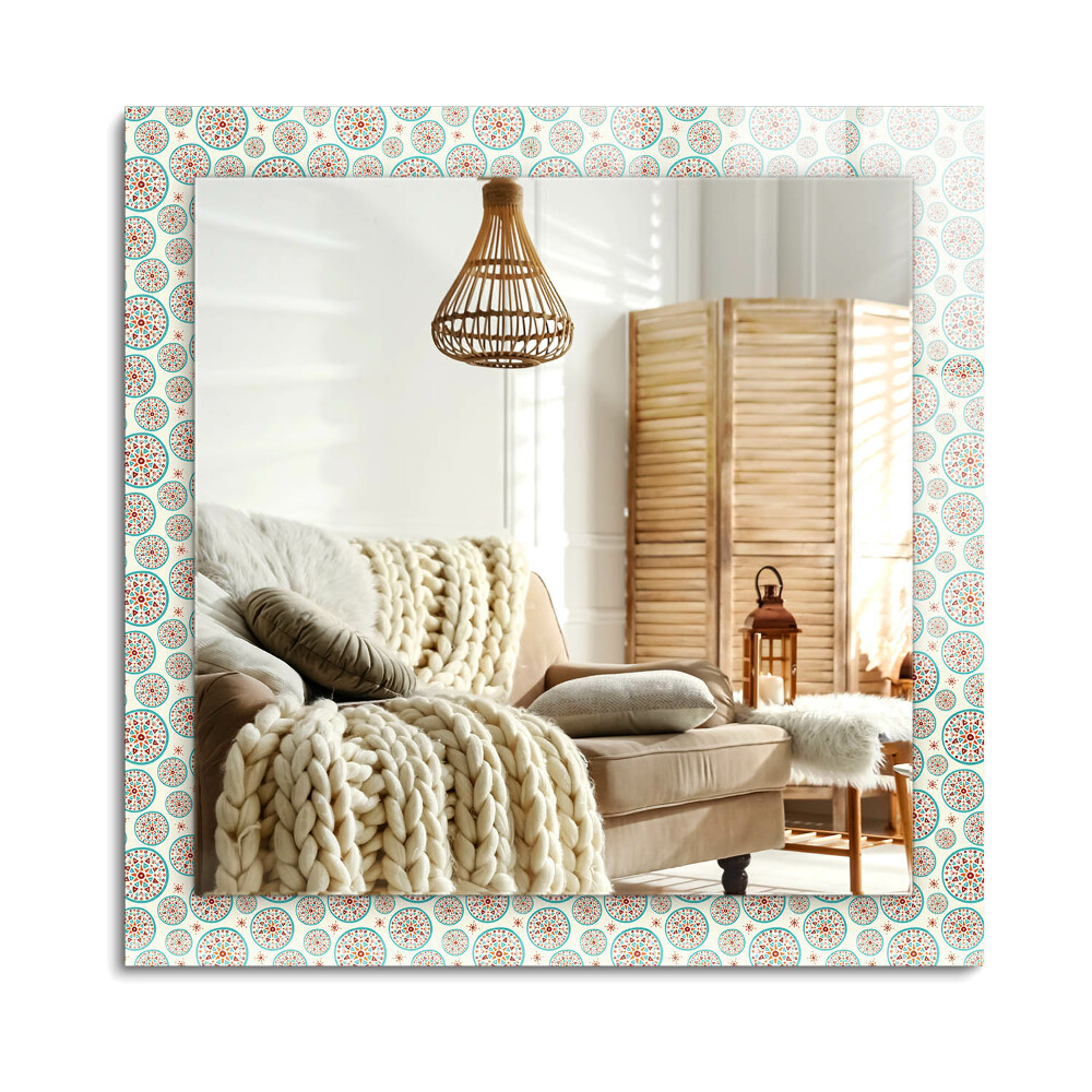 Oglinda dreptunghiulară rama cu imprimeu Model de cerc colorat