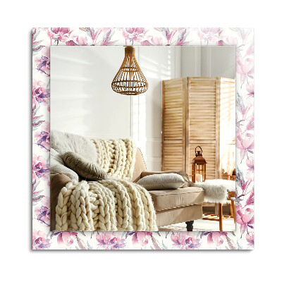 Oglinda dreptunghiulară rama cu imprimeu Modele florale violet