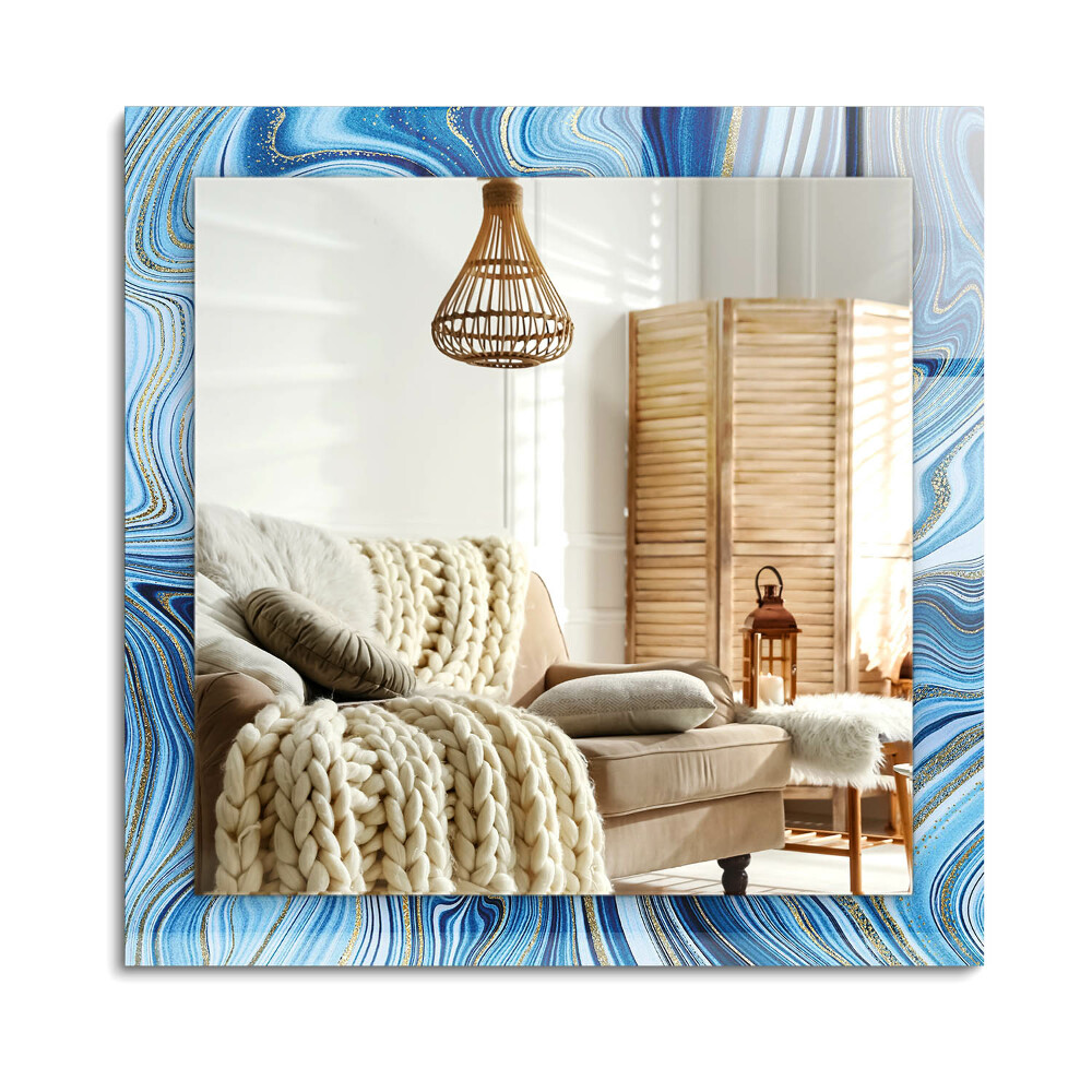 Oglinda dreptunghiulară decor perete Model albastru abstract