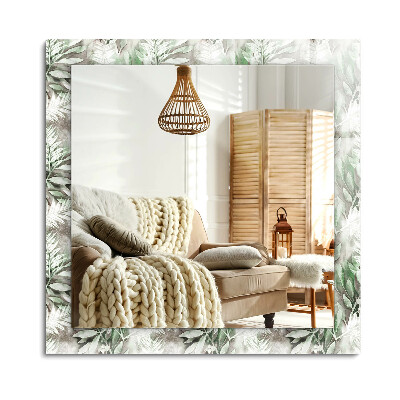 Oglinda dreptunghiulară imprimata Model de frunze verzi