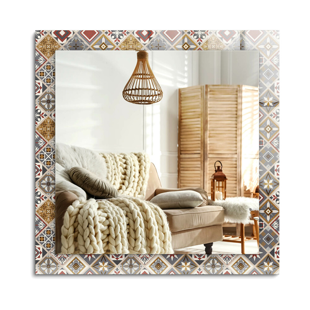 Oglinda dreptunghiulară rama cu imprimeu Modele colorate de plăci