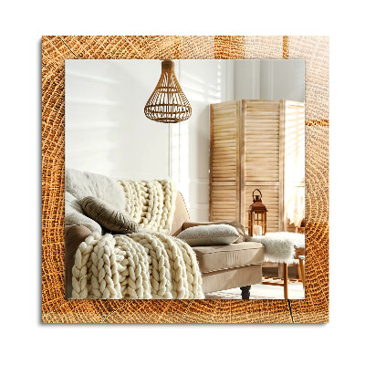 Oglinda cu decor dreptunghiulară Secțiune transversală a unui trunchi de copac cu inele de creștere