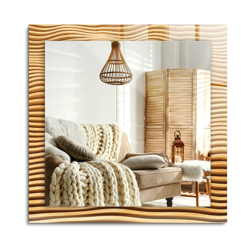 Oglinda dreptunghiulară imprimata Valuri de lemn