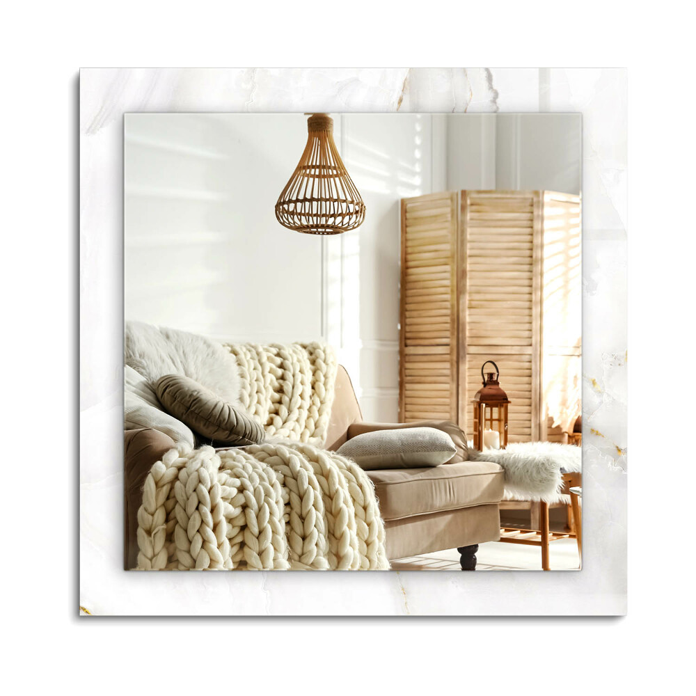 Oglinda dreptunghiulară rama cu imprimeu Model de marmură albă