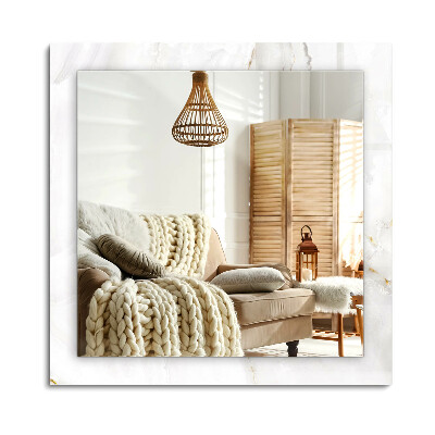 Oglinda dreptunghiulară rama cu imprimeu Model de marmură albă