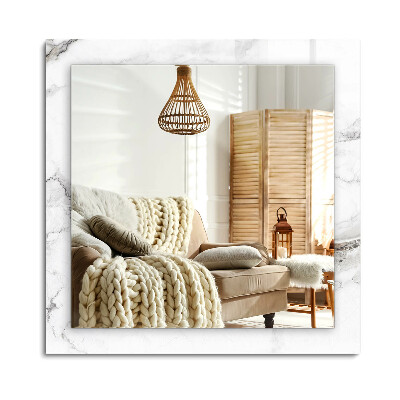 Oglinda dreptunghiulară rama cu imprimeu Model de marmură albă