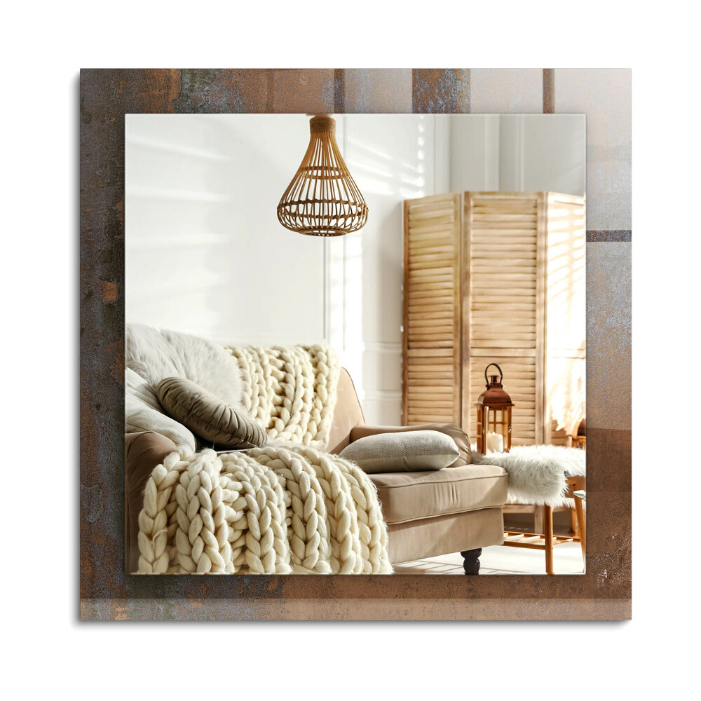 Oglinda dreptunghiulară rama cu imprimeu Metal ruginit la modă