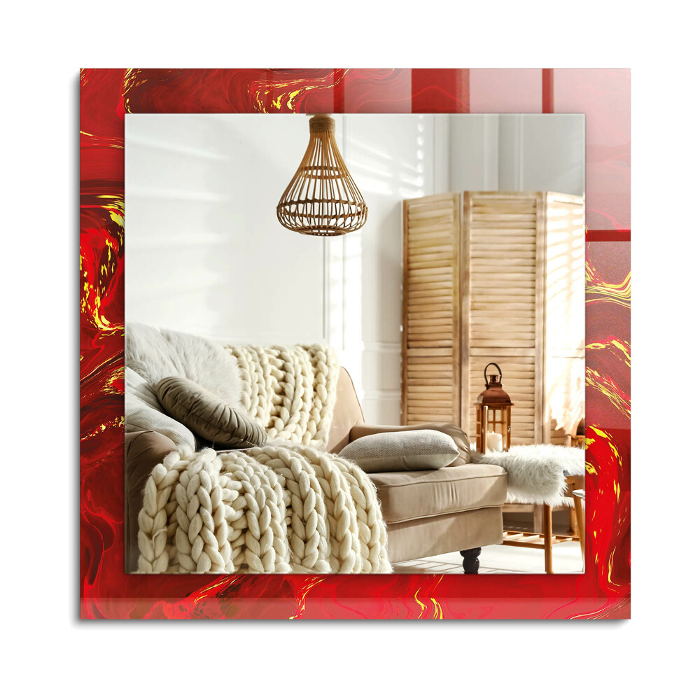 Oglinda cu decor dreptunghiulară Vopsea roșie abstractă