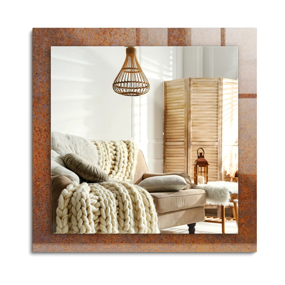 Oglinda cu decor dreptunghiulară Suprafață metalică ruginită