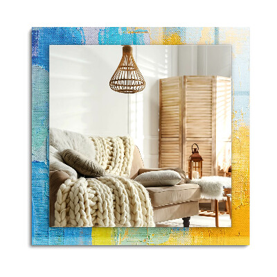 Oglinda dreptunghiulară rama cu imprimeu Pictură abstractă în ulei