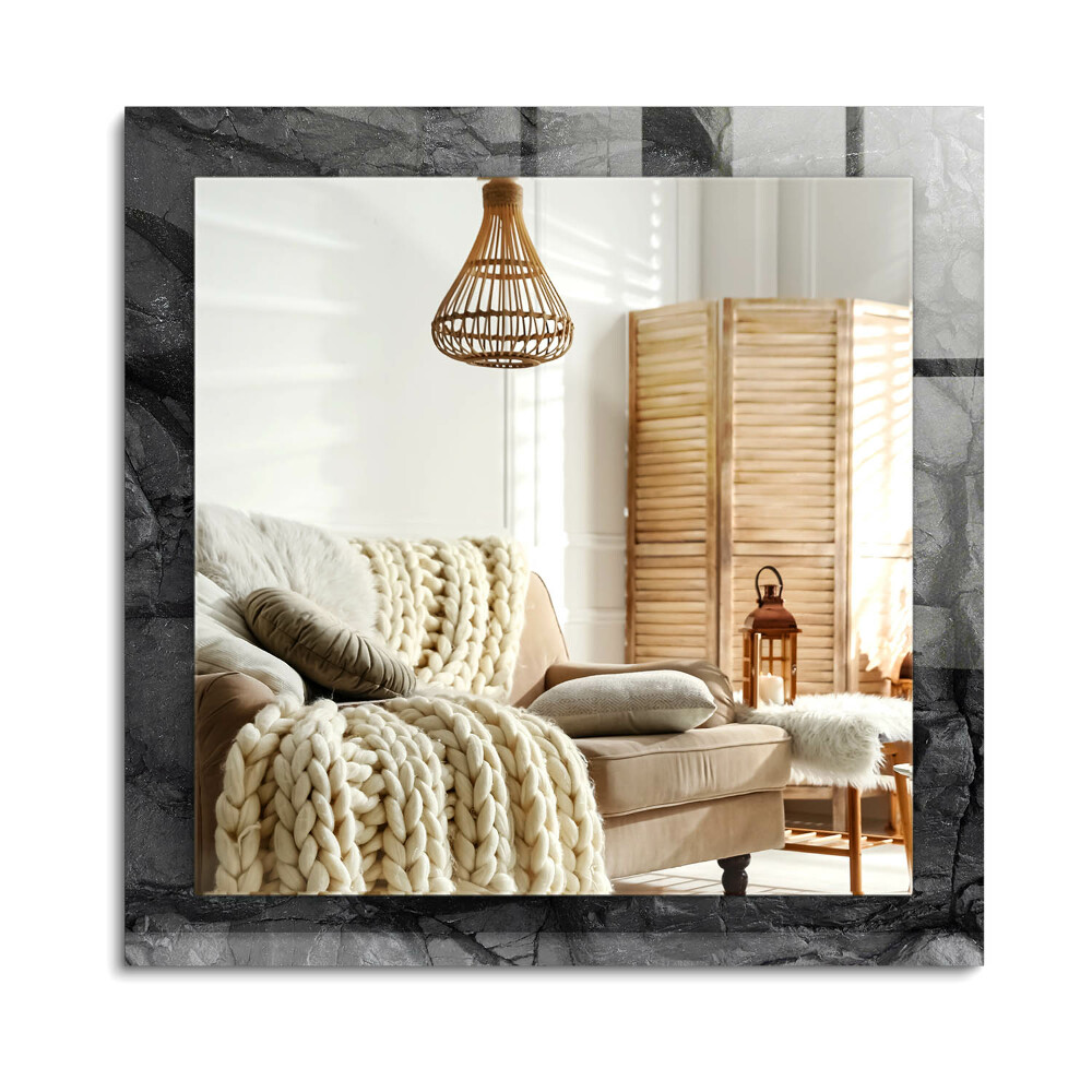 Oglinda cu decor dreptunghiulară Crăpături de rocă neagră