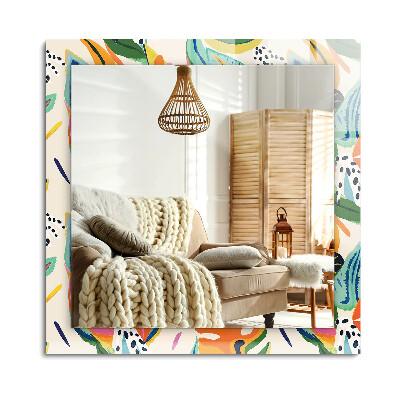 Oglinda cu decor dreptunghiulară Model de frunze colorate