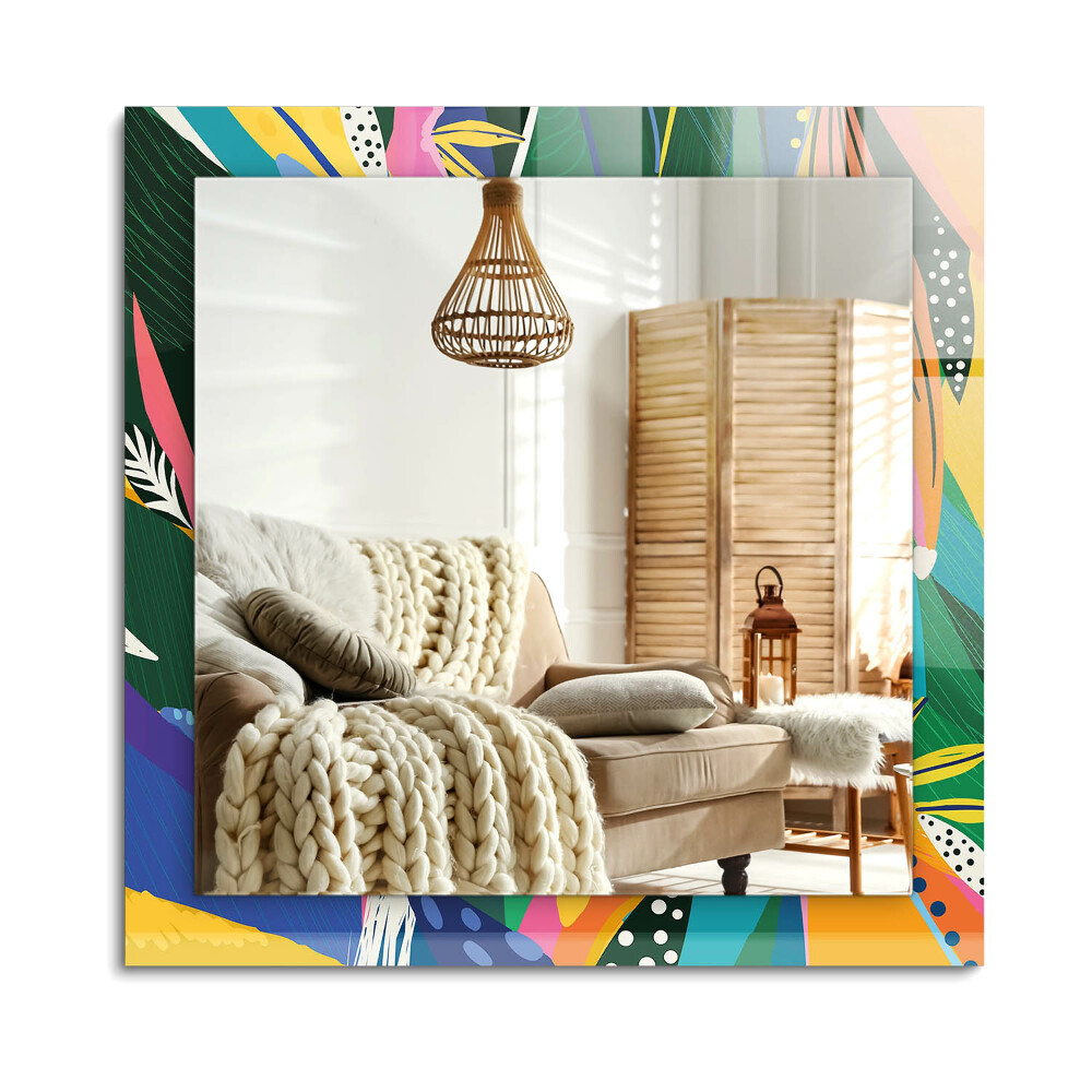 Oglinda dreptunghiulară rama cu imprimeu Model abstract colorat