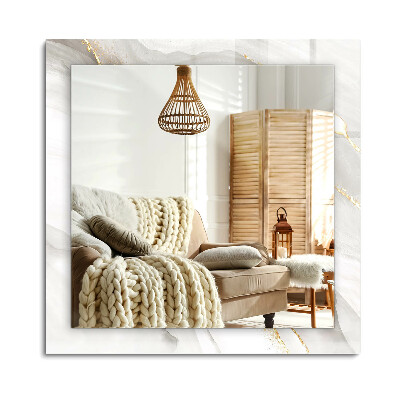 Oglinda cu decor dreptunghiulară Marmură gri