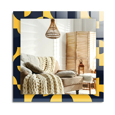 Oglinda dreptunghiulară rama cu imprimeu Model geometric abstract