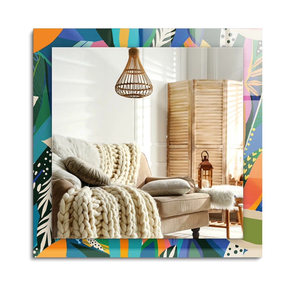 Oglinda dreptunghiulară rama cu imprimeu Flori abstracte colorate