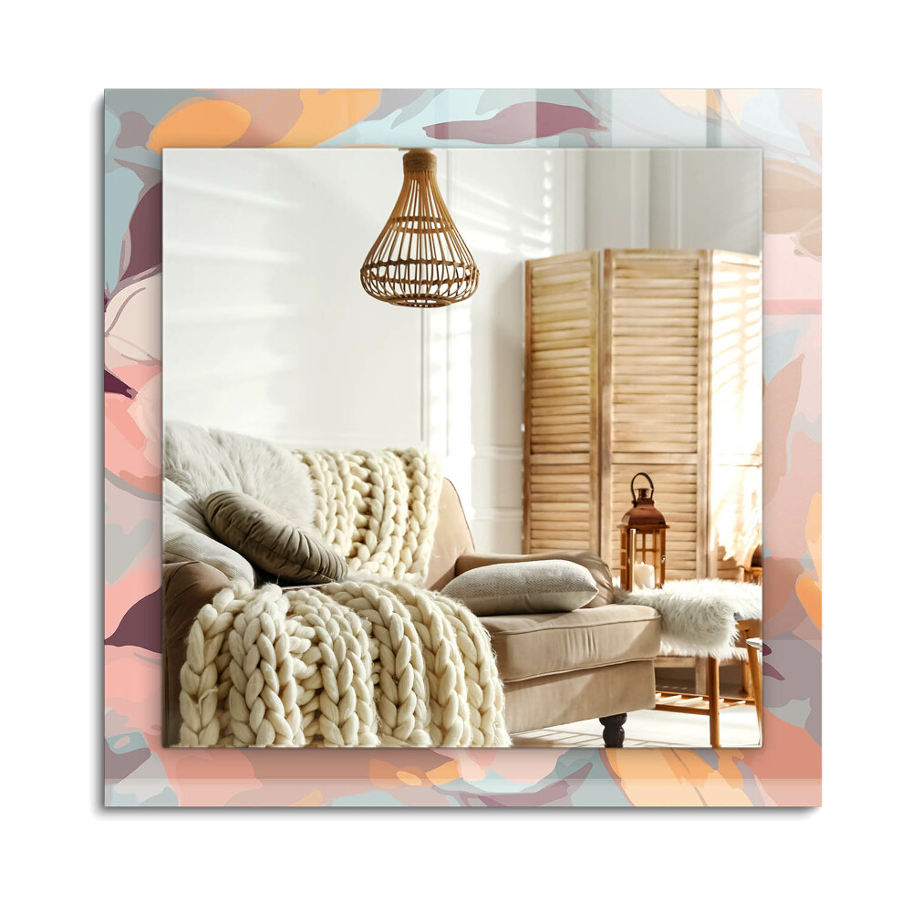 Oglinda dreptunghiulară rama cu imprimeu Flori frunze pastelate