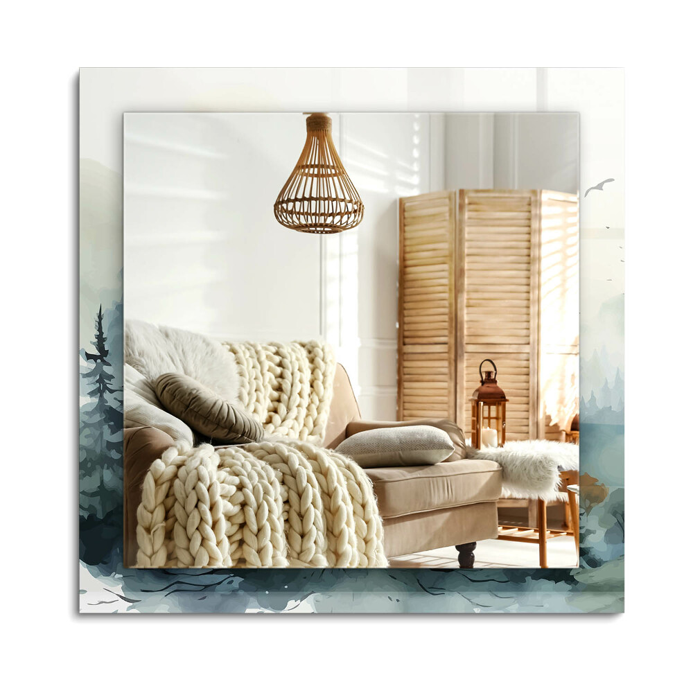 Oglinda dreptunghiulară imprimata Pădurea în ceață