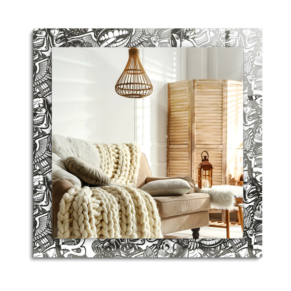 Oglinda dreptunghiulară decor perete Modele alb-negru