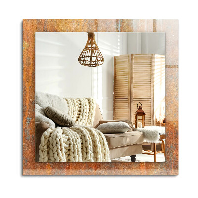 Oglinda cu decor dreptunghiulară Suprafață metalică ruginită